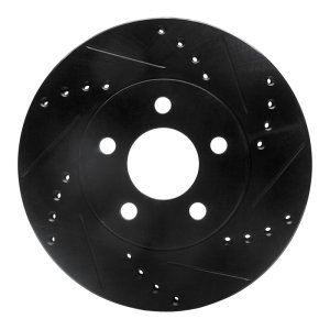 Chrysler Neon Brake Rotor (1) - Front Right - R1 Concepts - Drilled & Slotted - Black - `00-`05